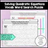 Solving Quadratic Equations Vocabulary Word Search - Printable