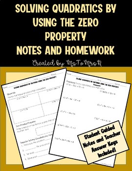 Preview of Solving Quadratic Equations by Factoring Guided Notes and Homework