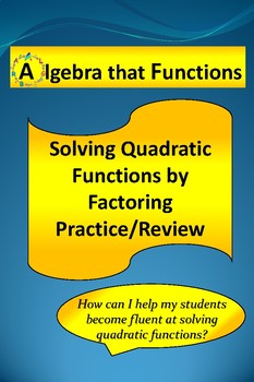 Preview of Quadratic Equations Solving by Factoring Practice/Review *DISTANCE LEARNING