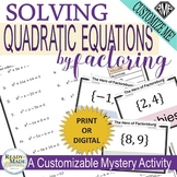 Solving Quadratics by Factoring a=1 Customizable Super Her