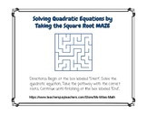 Solving Quadratic Equations by Taking the Square Root ~ Maze