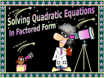 Preview of Algebra Power Point:  Solve Quadratic Equations/Factored Form with GUIDED NOTES