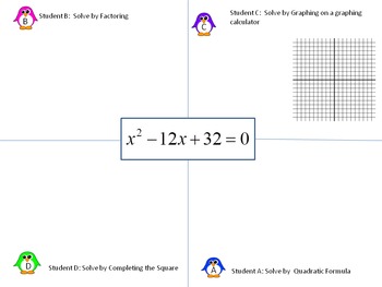 Solving Quadratic Equations in Four Different Ways Activity by MATH M8