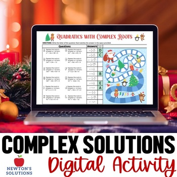 Preview of Solving Quadratic Equations with Complex Solutions Digital Christmas Activity