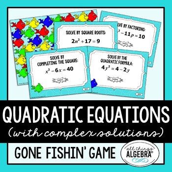 Preview of Solving Quadratic Equations (with Complex Solutions) | Gone Fishin' Game