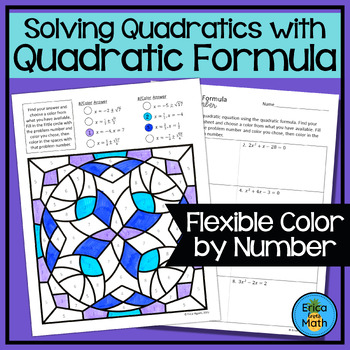 Preview of Solving Quadratic Equations with Quadratic Formula Color by Number Activity