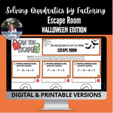 Solving Quadratic Functions Factoring Halloween Digital & 