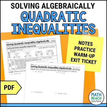 Preview of Solving Quadratic Inequalities Algebraically | Notes | Practice | Video