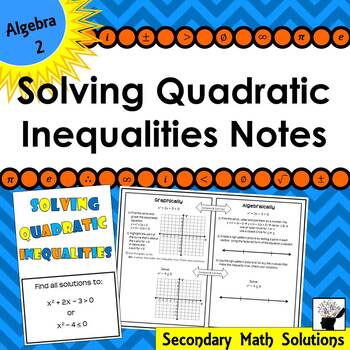 Preview of Solving Quadratic Inequalities Foldable Notes