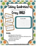 Solving Quadratics Crazy Bingo (Solve by taking square root.  Vertex form.)