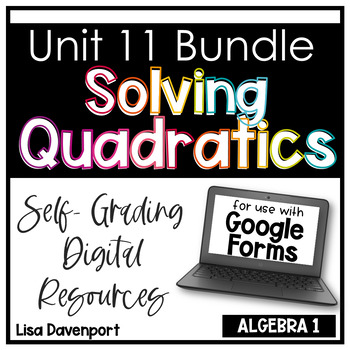 Preview of Solving Quadratics Google Forms Homework and Assessment Bundle