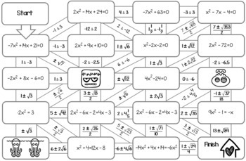 Solving Quadratics Maze - Quadratic Formula or by Completing the Square