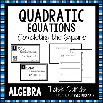 Preview of Solving Quadratic Equations by Completing the Square Task Cards with QR codes