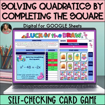 Preview of Solving Quadratics by Completing the Square Activity -  Digital Card Game