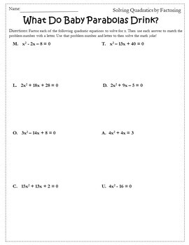 Solving Quadratics By Factoring Worksheet Answers - Worksheet List