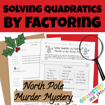Preview of Solving Quadratics by Factoring Christmas Murder Mystery Winter Activity