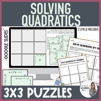 Preview of Solving Quadratics by Factoring|  Digital and Printable 3x3 Puzzles