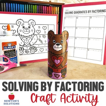 Preview of Solving Quadratics by Factoring Valentine's Day Coloring Craft