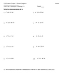 Solving Quadratics by Factoring Worksheet