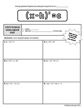 unit 8 homework 7 solving quadratics by square roots