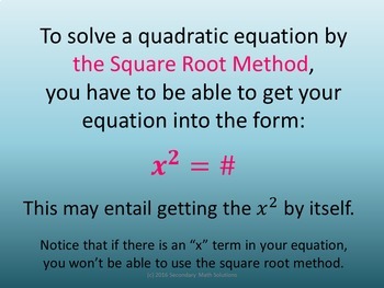 QE 1 and 2 Traditional Math: Quadratic Equations and Square Root Method