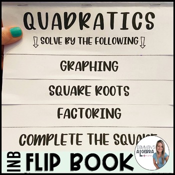Preview of Solving Quadratic Equations foldable flip book for Algebra 1
