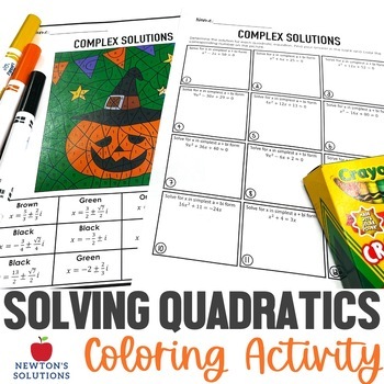 Preview of Solving Quadratics with Complex Solutions Color by Number Halloween Activity