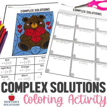 Preview of Solving Quadratics with Complex Solutions Color by Number Valentine's Activity