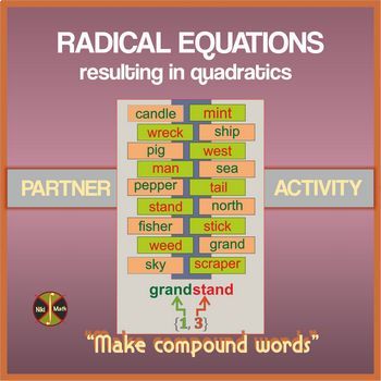 Preview of RADICAL EQUATIONS (one and two radicals) - Partner Activity"Make Compound Words"
