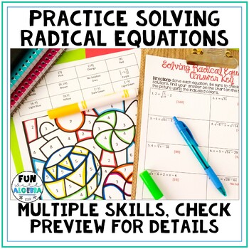 Solving Radical Equation Color By Number By Fun