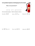 Solving Radical Equations 2 (Challenging) Joke Worksheet w
