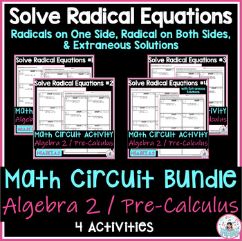 Preview of Solving Radical Equations Circuit Activity Bundle