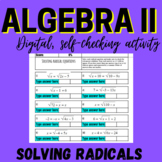 Solving Radical Equations Digital Activity and Worksheet -