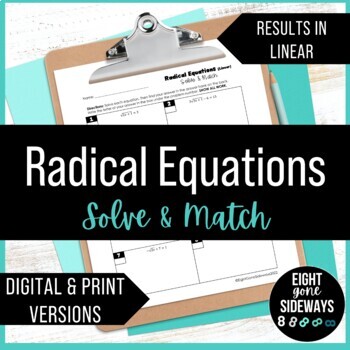 Preview of Solving Radical Equations (Linear) - DIGITAL and PRINT Activity