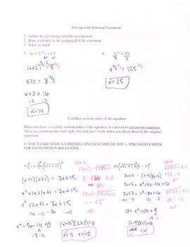 solving radical equations homework answer key