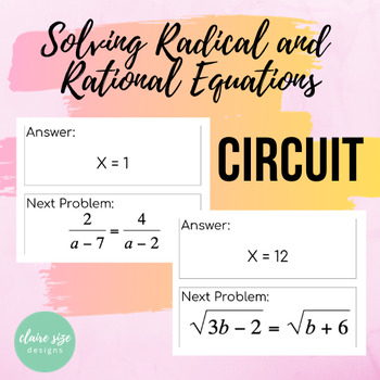 Preview of Solving Radical and Rational Equations - Circuit