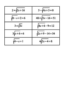Math 154b Solving Radical Equations Worksheet Answers