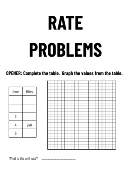 Preview of Solving Rate Problems Guided Notes & Practice for INB (Editable)