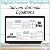 Solving Rational Equations DIGITAL Partner Worksheet - Distance Learning
