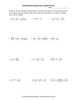 Solving Rational Equations Hidden Picture By Kennedy S Classroom