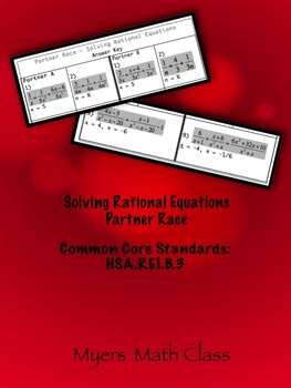 Preview of Solving Rational Equations - Partner Race