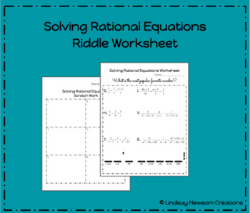 Preview of Solving Rational Equations Riddle Worksheet
