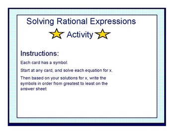 Preview of Solving Rational Expressions Activity