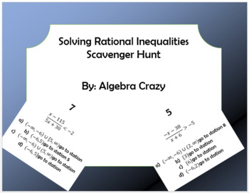 Preview of Solving Rational Inequalities Scavenger Hunt
