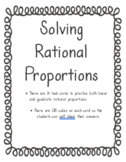 Solving Rational Proportions Task Cards