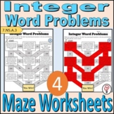 Solving Real World Problems with Integers - Maze Worksheets