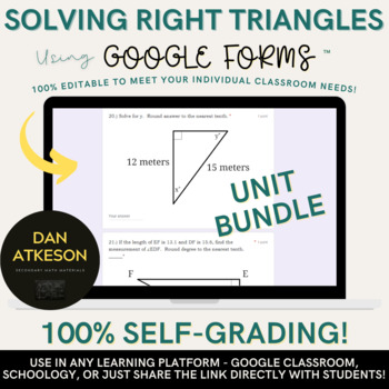 Preview of Solving Right Triangles Google Forms™ Bundle ｜Trigonometry and Pythagorean
