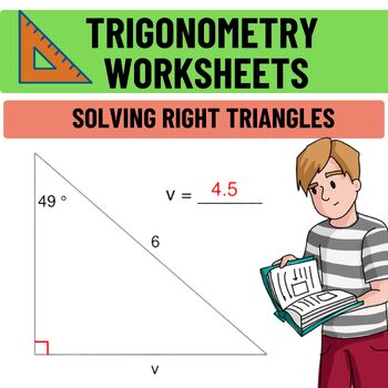 Preview of Solving Right Triangles -Find the side - Trigonometry Worksheets