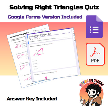 Preview of Solving Right Triangles Quiz :Google Forms :Digital