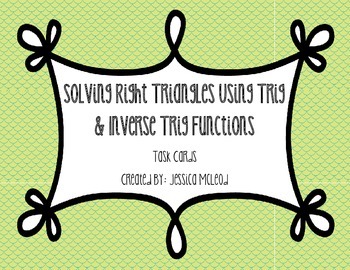 Preview of Solving Right Triangles Using Trig & Inverse Trig Functions Task Cards